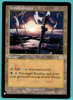 UNHOLY GROTTO THE LIST REPRINTS RETRO BORDER RARE LAND MTG 327 - Image 1