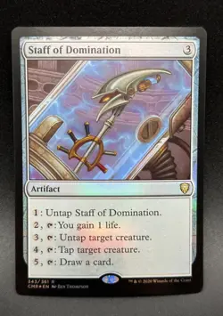 MTG Staff of Domination R Commander Legends #343 FOIL - Image 1