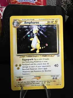 Pokemon Ampharos Neo Genesis Holo Rare Unlimited 17/111 2000 80 HP English - Image 1