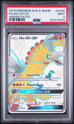 2019 POKEMON SUN & MOON HIDDEN FATES #SV50 FULL ART/HO-OH GX PSA 9 - Image 1