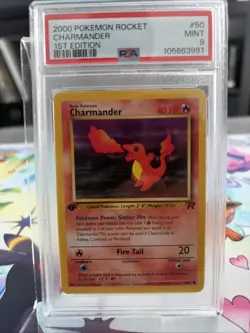 2000 Pokemon Charmander 1st Edition #50/82 Team Rocket PSA 9 Mint 60702601 - Image 1