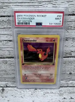PSA 9 MINT 2000 Pokemon Charmander Rocket 1st Edition 50/82 - Image 1