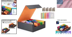 Ultra-Capacity Card Storage Box with 4 Rows & Colorful Dividers for 3000 Cards - Image 2