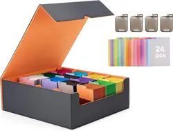 Ultra-Capacity Card Storage Box with 4 Rows & Colorful Dividers for 3000 Cards - Image 3
