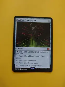 Staff of Compleation. Phyrexia : all will be one. Magic the Gathering Card. - Image 1