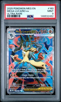 2025 POKEMON MEG EN-MEGA EVOLUTION ULTRA RARE #160 MEGA LUCARIO EX PSA 9 - Image 1