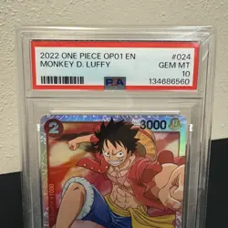 ONE PIECE ROMANCE DAWN OP01-024 MONKEY D. LUFFY PSA 10 GEM MINT - Image 2