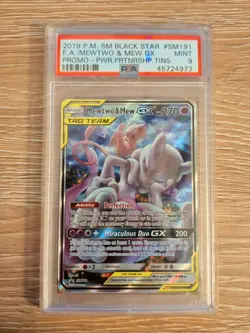 Mewtwo & Mew GX SM191 PSA 9 Black Star Promo Pokemon Card - Image 1