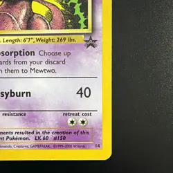 Mewtwo Black Star Promo 14 WOTC 1999-2000 Pokemon TCG Card Vintage Rare LP - Image 2