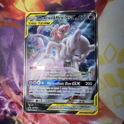 NM! Mewtwo & Mew GX SM191 Sun & Moon Tag Team Alt Art Promo Pokemon Card! - Image 1