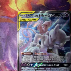 NM! Mewtwo & Mew GX SM191 Sun & Moon Tag Team Alt Art Promo Pokemon Card! - Image 4