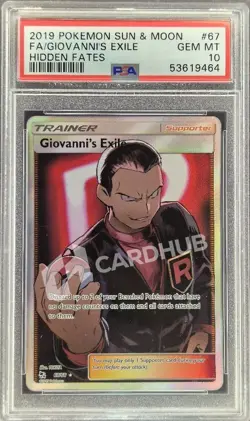 CARTA POKEMON GIOVANNI'S EXILE 67 HIDDEN FATES PSA 10 CARD ENG GRADATO - Image 1