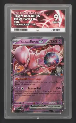 Team Rocket's Mewtwo EX 216 SVP Black Star Promo Ace 9 Mint Pokemon Card - Image 1