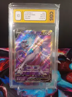 Pokemon TCG Mewtwo v SWSH229 Black Star Promo Card CGS Pristine 10 - Image 1