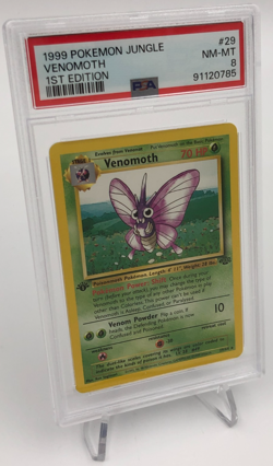 1999 POKEMON JUNGLE 1ST EDITION Trading Card VENOMOTH #29/64 graded PSA NM-MT 8 - Image 1