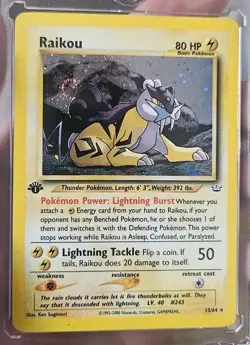Pokemon Neo Revelation 1st Edition Holo Rare Card Raikou 13/64 LP. SWIRL 💫 - Image 1