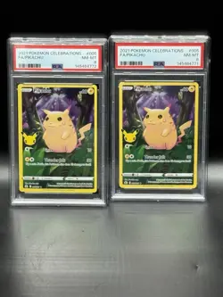 2021 POKEMON CELEBRATIONS #005 FULL ART/PIKACHU PSA 8 NM -MT X 2 - Image 1