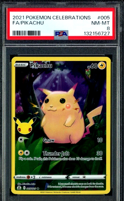 2021 Pokemon Celebrations #005 FA Pikachu PSA 8 NM-MT - Image 1