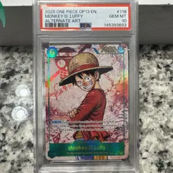 2025 ONE PIECE MONKEY D LUFFY OP13 118 CARRYING ON HIS WILL SEC ALT ART PSA 10 - Image 1