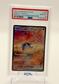 PSA 10 Great Tusk ex Special Illustration Rare 246/198 Pokemon SVI EN Card 2023 - Image 1