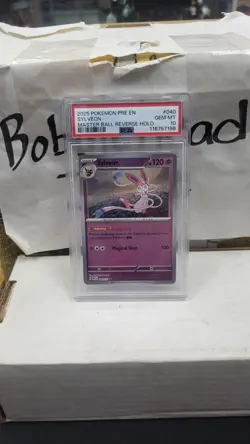 2025 SYLVEON MASTER BALL REVERSE HOLO PRISMATIC EVOLUTIONS POKEMON PSA 10 #040 - Image 1