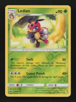 Ledian 10/147 Rare Burning Shadows Pokemon Reverse Holo Near Mint - Image 1