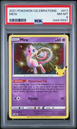2021 POKEMON CELEBRATIONS #011 MEW PSA 8 - Image 1