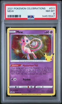 2021 POKEMON CELEBRATIONS #011 MEW PSA 8 - Image 1