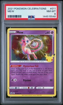 2021 POKEMON CELEBRATIONS #011 MEW PSA 8 - Image 1