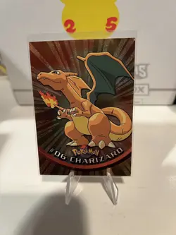 Pokemon: Charizard #6 - Embossed Rays Foil - Topps Black Logo (2nd Print) - LP - Image 3