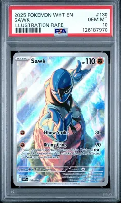 2025 POKEMON WHT EN-WHITE FLARE ILLUSTRATION RARE #130 SAWK PSA 10 - Image 1