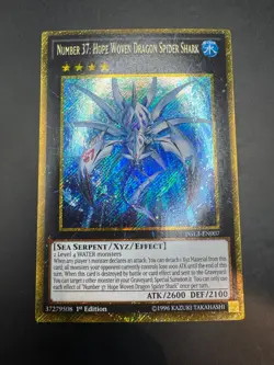 YUGIOH NUMBER 37: HOPE WOVEN DRAGON SPIDER SHARK GOLD SECRET PGL3-EN007 - Image 1