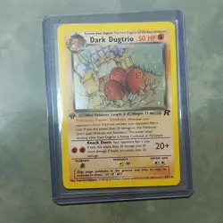 2000 Pokemon Dark Dugtrio Holo Rare 1st Edition Team Rocket 6/82 SWIRL - Image 1