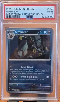 Pokemon Umbreon Master Ball Pattern 059/131 Sv: Prismatic Evolutions Holo PSA 9 - Image 1