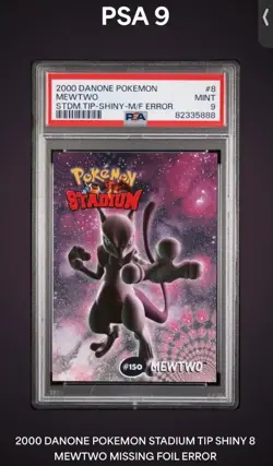 2000 Mewtwo Danone 8 Stadium Tip Shiny Error PSA 9 Mint *Pop 6* Pokemon TCG - Image 1