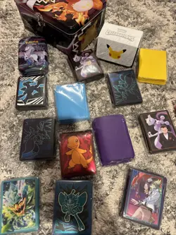 Pokemon Sleeves Tin Lot Charizard Pikachu Accessories - Image 1