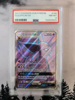 2017 POKEMON SUN & MOON #140 FULL ART/ESPEON GX PSA 8 - Image 1