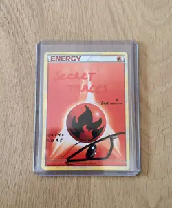 Pokemon FIRE Energy Non-Holo Eye Moduwa Sketch Auto AUTHENTIC - Image 1
