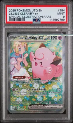 2025 POKEMON JTG EN-JOURNEY TOGETHER #184 LILLIE'S CLEFAIRY EX SIR PSA 9 - Image 1