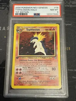 Pokemon Neo Genesis Typhlosion Holo PSA 8 First 1st Edition 2000 - Image 1