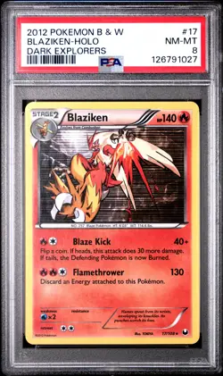 2012 POKEMON B&W DARK EXPLORERS #17 BLAZIKEN-HOLO PSA 8 - Image 1