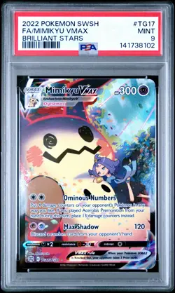 2022 POKEMON SWORD & SHIELD BRILLIANT STARS #TG17 FULL ART/MIMIKYU VMAX PSA 9 - Image 1