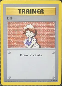 Bill 091/102 Base Set (Shadowless) Regular (See Photos) Pokemon Card - Image 1