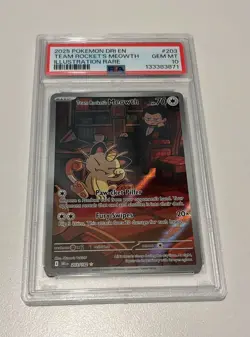 Pokemon TCG Team Rockets Meowth 203/182 Destined Rivals PSA 10 GEM MINT 10 - Image 1