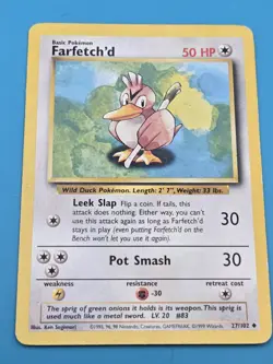 Farfetch'd Shadowless Base Set 27/102 Unlimited Pokemon Uncommon MP - Image 1