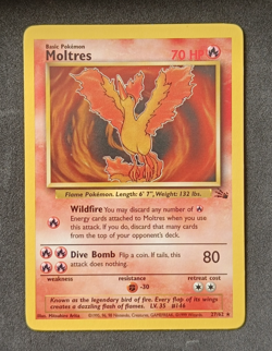 Pokemon TCG Moltres 27/62 Fossil Regular Non Holo Rare Card Vintage WOTC LP/NM - Image 1