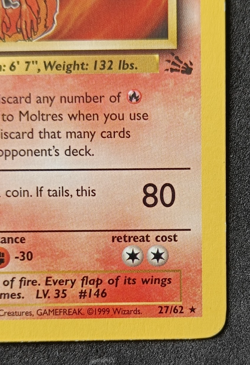 Pokemon TCG Moltres 27/62 Fossil Regular Non Holo Rare Card Vintage WOTC LP/NM - Image 4