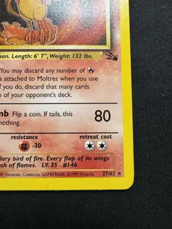 Moltres 27/62 Fossil Vintage WOTC Non Holo Rare Pokemon TCG Card LP+ - Image 5
