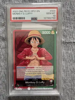 2022 ONE PIECE OP01-ROMANCE DAWN 003 MONKEY D. LUFFY PRE ERRATA PSA 10 GEM MINT - Image 1