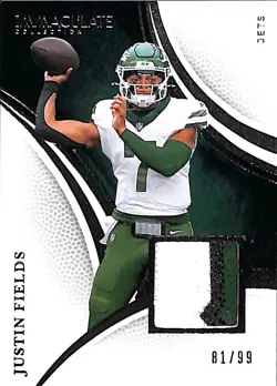 2025 Panini Immaculate Justin Fields 3 Color Patch /99 New York Jets🔥 #91 - Image 3